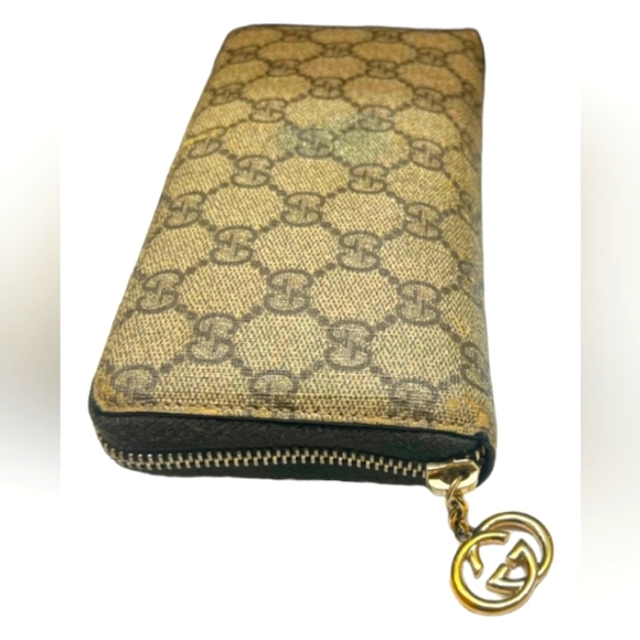 GUCCI AUTHENTIC COATED LEATHER MONOGRAM CANVAS WALLET  EUC - Picture 11 of 12